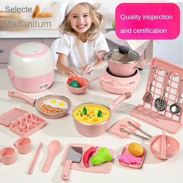 Fille bébé peut cuisiner drôle Mini cuisine en gros réel cuit famille jouet ensemble cadeau d'anniversaire jouets 240104