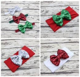 Fille Baby Christmas Hair Accessory Sequins Bowknot Head Wrap Headwrap Elastic Head Band Turban Hairband Vintage Hair Band FD2117514