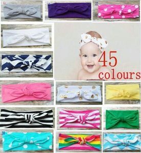 Girl Baby Headswear Cotton Turban Hair Band Tive End Ed Knot Stripe Band Band Polka Dot Headwrap Accessoires 10pcs 9993698