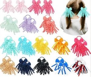 Girl Baby Korker Cintas rizadas Bows Hair Bows Bands elásticos Ponelas Ponytails Curling Tassel Loop Plain Streamer Corker Bowknot PD034138949