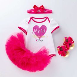 Girl Baby Summer Manga corta Sweetheart Tututu Falda Set para niños