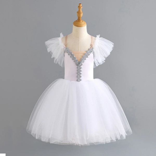 Girl Ballet Skills Adult Performance Vêtements Childrens Sling Princess Long Romantic Picture Dress Dance Velvet Top 240520