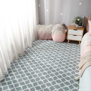 Meisje slaapkamer tapijt voor kinderen moderne rooster woonkamer grote tapijten decoratie tiener greenblue roze kinderen mat op de vloer 211204
