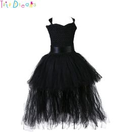 Girl Black Halloween Tutu Robe With Wings Gloves V Neck Kids Girls Evil Witch Carnival Party Costume Costume pour Pographie Y1906133327