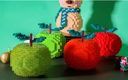 meisje blok festival cadeau nieuwe baksteen bouwen fruit speelgoed Bakstenen bouwsteen kit kid festival Bouwblok kerst licht Speelgoed Kind Creatief DIY Speelgoed kerst speelgoed voor kind