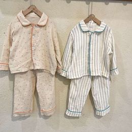 Girl Boy Cotton Gauze Pamas Clothes Set Automne Infant Toddler Child Top Shirt + Pantal