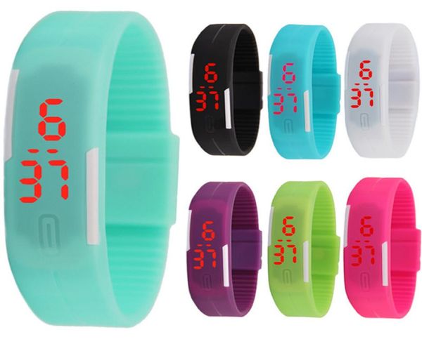 Girl Boy Kids Colorful Sport Led Watches Candy Jelly Men Women Silicone Rubber LED SN Digital Bracelet Wristwatch ZHL28401707252