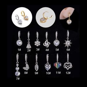 Girl Butterfly Flower Love Zirkon oorbellen Fashion en populaire lekke knuffel HUGGIE HOOP OOR Bone Earring Single Retro hoogwaardige CZ Stone voor mannen en vrouwen sieraden