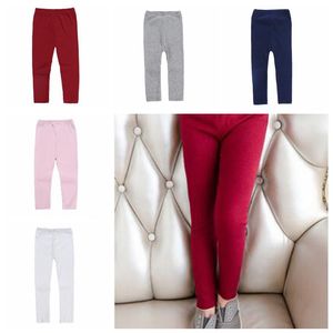 Meisje snoep kleur stretch broek gebreide bodem sokken leggings kinderen effen panty mid taille warme katoenen mode broek babykleding D-6380