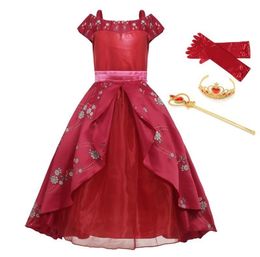 Girl Classic Princess Elena Red Cosplay Disfraz Kids of Avalor Elena Dress Children Fiesta sin mangas de Halloween Ball Gown Futs 27824581