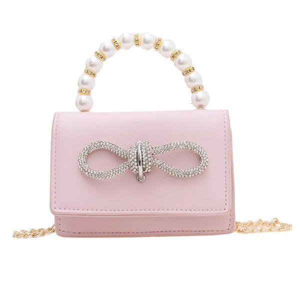 Fille classique PU perle sac bijou porte-monnaie sac à main enfants portefeuille petit sac enfant arc argent sac bébé sac à bandoulière sac à main 240111