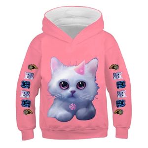 Ropa de niña Animal Niños Sudadera con capucha 3D Niños Invierno Gato Sudadera Animada Linda y Divertida Bebé Jersey Top Camisetas De Mujer 211111