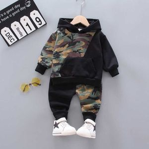 Fille Vêtements Enfants Bébé Ensemble Camouflage Sweat À Capuche Hauts Pantalon Coton 2 pièces Tenue Vêtements Sets45pu