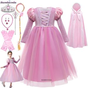 Costume de fille Raiponce Princess Party Robes pour filles Tangled Cosplay Robes Robes Enfants Robes de bal 3-10Yrs 240220