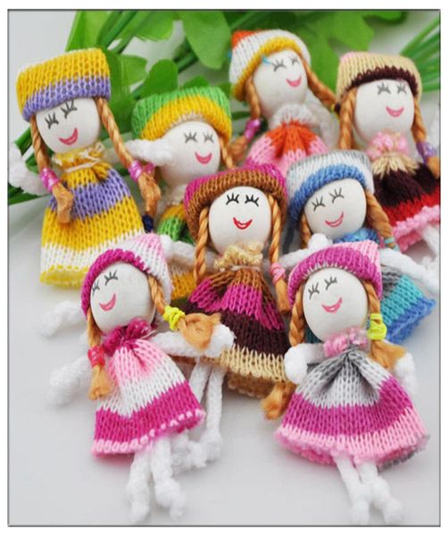 Girl Doll Crochet Appliques de mariage décor artisanat mélange bricolage bijoux poupée téléphonique mobile hang acte le rôle offing laine poupée mini sexe Doll6545613