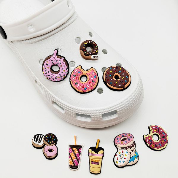 Chicas Donut Charms Anime Charms Mayores Mayores de la infancia Funny Garning Cartoon Accesorios de zapatos Accesorios de calzado PVC Hebilla de goma suave Charmas