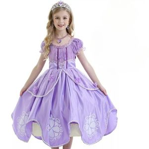 Meisjesjurk bruidsmeisje jurk prinses jurk paarse stijl