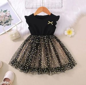 Girl Dress Star Pattern Girls Princess Dress Kids Mouwloze kinderen feestjurk peuter babymeisjes kleren 240423