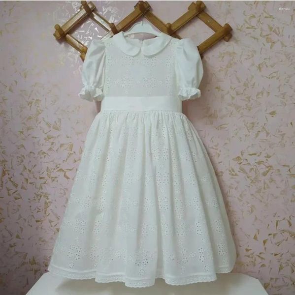 Robes d'été en coton blanc pour filles de 0 à 12 ans, robe de princesse Lolita Vintage turque, robe de bal pour anniversaire, vacances, baptême, Eid