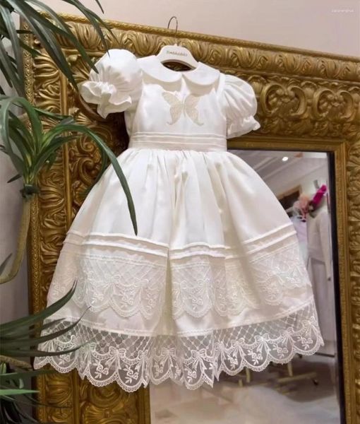 Fille Robes 0-12Y D'été Blanc Papillon Broderie Turc Vintage Lolita Princesse Robe De Bal Robe Pour Anniversaire Vacances Casual Eid
