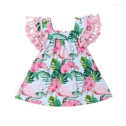 Vestidos de niña 0-18M Born Infant Baby Girls Dress Tassel Floral Off Shoulder Beach Party Princess