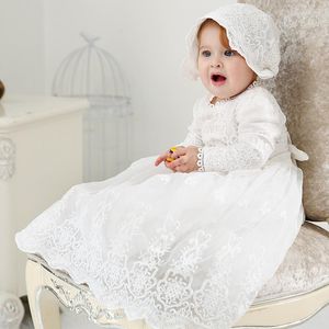 Fille Robes 0-2 Ans Enfants Allonger Dentelle Robe De Baptême Bébé Filles Infant Toddler Mariage Petit Baptême Blanc