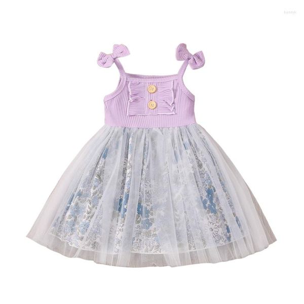 Vestidos de niña 0-24M Born Infant Baby Girls Floral Dress Tulle Bow Tutu Party Birthday para disfraces de verano