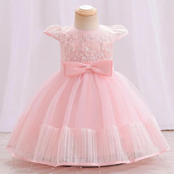 Robes de fille 0-3T enfant en bas âge bébé brodé Tutu robe de bal rouge blanc maille enfants dentelle demoiselle d'honneur né vêtements de fête de noël