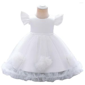 Vestidos de niña de 0 a 5 años, vestido de bautismo con flores de encaje para niñas pequeñas, primera fiesta de cumpleaños, boda, Vestidos de bautizo para niños pequeños