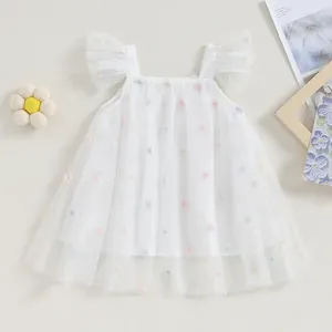 Robes de fille 0-5y bébé filles robe tulle enfants vêtements d'été à manches pour tout-petits 3d fleur / papillon Sling tutu princesse fête