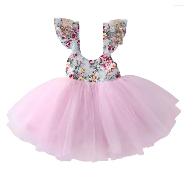 Vestidos de niña 0-5y niños niñas niñas princesa vestida floral tul tul boda cumpleaños fiesta tutu concurso de ropa