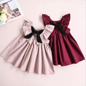 Vestidos de niña de 0 a 6 años, Vestido para niñas pequeñas, volantes de Navidad, encaje, espalda descubierta, diseño de lazo, ropa para niños, disfraces, Vestido infantil