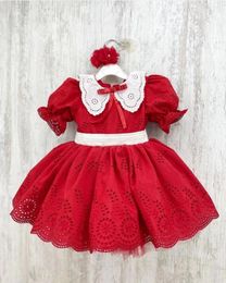 Robes de fille 1-12Y bébé automne hiver rouge coton velours Vintage espagnol turc princesse robe de bal robe pour Noël Eid Pographie