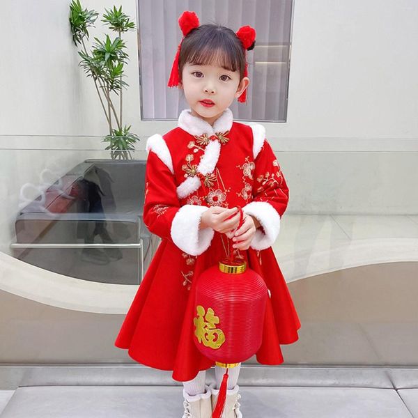 Robes fille 1-13 ans enfant en bas âge bébé filles année chinoise princesse pour enfants R Tang costume fête Dres vêtements d'hiver