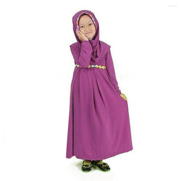 Fille Robes 1-6T Enfants Robe Hijab Ensembles Filles Musulmanes Abaya Foulard Eid Enfant Deux Pièces Costumes Islamique Ramadan Prière Kaftan Jilbab 2023