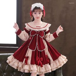 Vestidos de niña de 1 a 12 años bebé otoño manga larga princesa Lolita vestido de baile estampado arco Vintage Vestidos niños fiesta disfraz