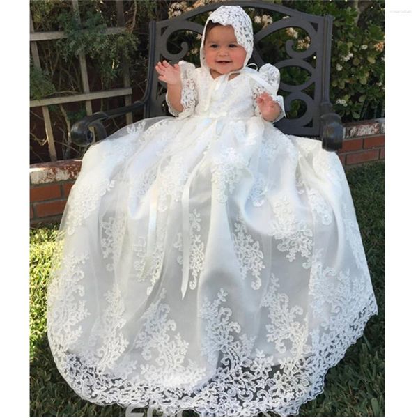 Robes de fille 1st année fête d'anniversaire mariage vêtements pour bébés bébé robe de baptême baptême Extra longue longueur