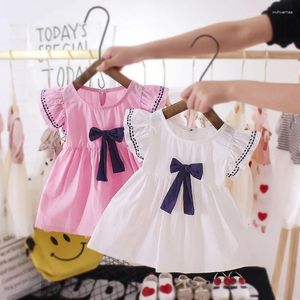 Robes de fille 2-6 ans robe mode décontracté mignon enfants vêtements été mince filles à manches courtes enfants jupe à nœud pour les filles