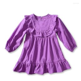 Mädchen Kleider 2-8 Jahre Kleine Mädchen Süßes Lila A-Linie Kleid Für Frühling Herbst Langarm Party Kinder Elegante Prinzessin