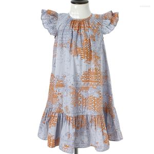 Meisjesjurken 2 tot 16 jaar 2022 meisjes zomerkleding kinderen tiener kinderen retro bloemen strand jurk mouw katoenen ruches #6056