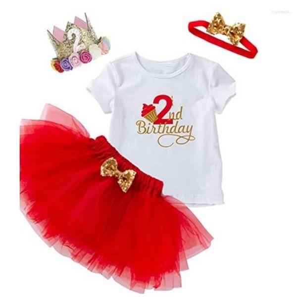 Robes d'anniversaire pour filles de 2 ans, vêtements pour bébés, tenues de gâteau Tutu rose mignonnes, baptême avec couronne