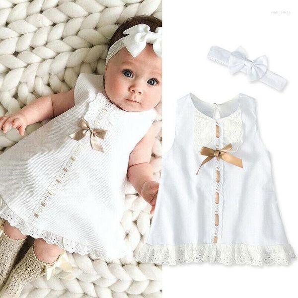 Robes de fille 2022-01-04 Lioraitiin USPS Fast Born Infant Baby White Princess Lace Romper Dress Clothes Outfit Sets