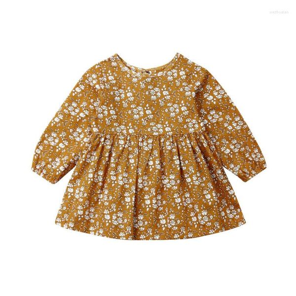 Fille robes 2022 automne enfant en bas âge bébé vêtements floraux à manches longues robe Tutu automne jaune