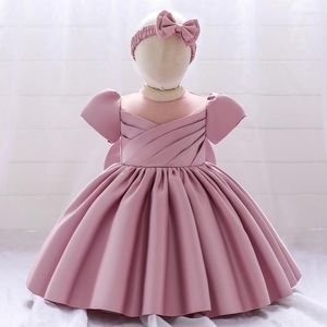 Vestidos de niña 2022, vestido de bautizo nacido, vestido de cumpleaños para 1 año, Boutique de bebé, vestido de Color sólido, fiesta de bautismo de campo, niños pequeños