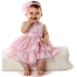 Vestidos de niña 2022 Pink Baby Dress Floral Nacido Tutu Tutor Cabello de 2 piezas Traje de ropa de verano Topla de blusa para chicas