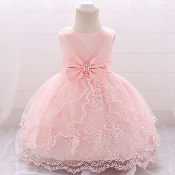 Fille Robes 2022 Rose Blanc Bébé Robe 1er Anniversaire Pour Noël Enfants Vêtements Enfant Baptême Princesse Vêtements De Soirée