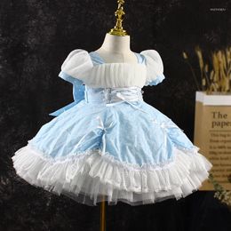 Robes de fille 2022 Vêtements de filles d'été Lolita Style Elegant en dentelle Robe de mariée Princess Pageant Tulle Vêtements Kids Vêtements 2 à 7 ans