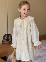 Vestidos de niña 2023 Autumn Girls 'Algodón de algodón bordado Princesa Vestido de princesa Baby Kids Clothler Lapa de encaje informal