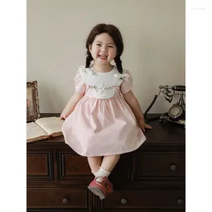 Vestidos para niñas, ropa de bebé, vestido diario de verano para niñas, ropa bordada para niños, moda coreana elegante, 2023