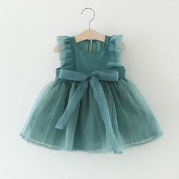 Meisjesjurken 2023 Babykleding Mesh Princess Tutu Dress Girls Party Mouwloze zomer Kinderkleding 0-3Y